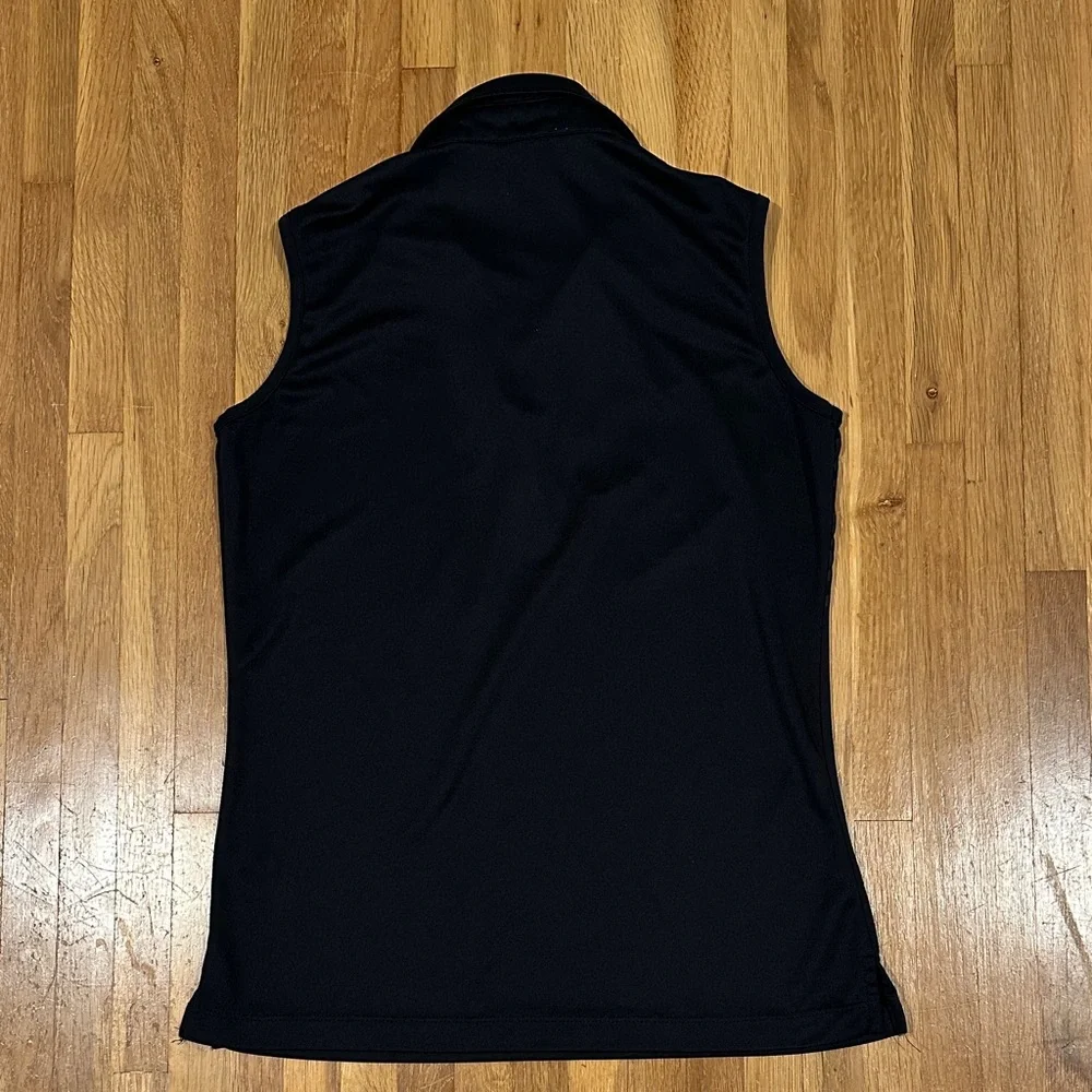 *last chance* Monterey Club | Women's Black Sleeveless Polo Top, cheetah accent - Picture 12 of 12